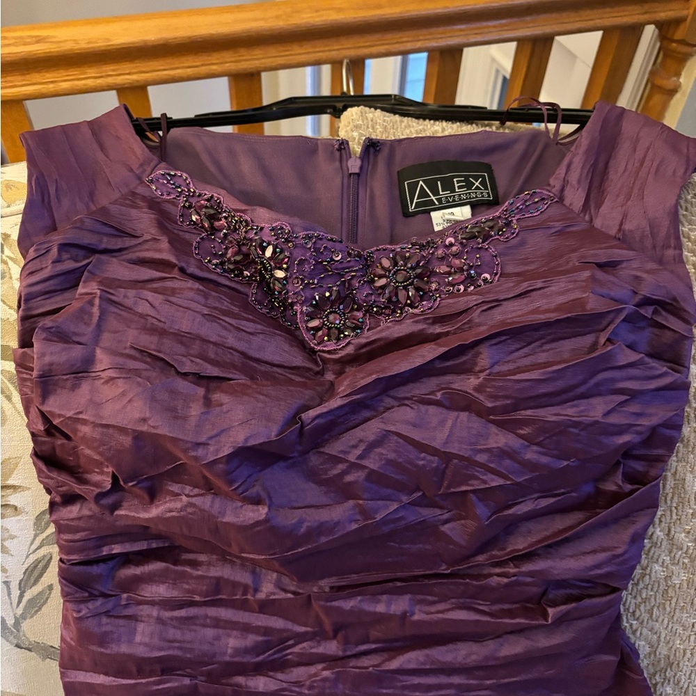 Alex Evenings Purple Ruched Dress